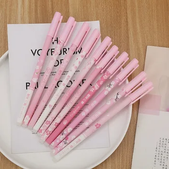 30Pcs Escuela Borrable Gel Ink Pen coreano de los Cerezos en Flor Neutral de la Pluma de la Niña de Corazón de color Rosa Estudiantes Regalos de la Oficina de Suministros al por mayor