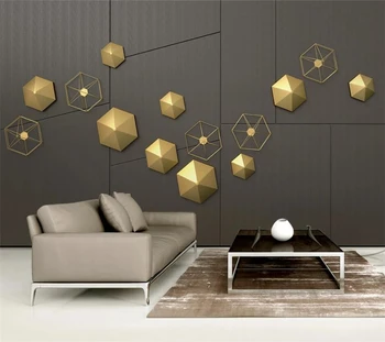 beibehang un fondo de pantalla Personalizado en 3d en tres dimensiones de oro hexagonal marco de madera del grano del metal geométrica de fondo de papel de pared фотообои