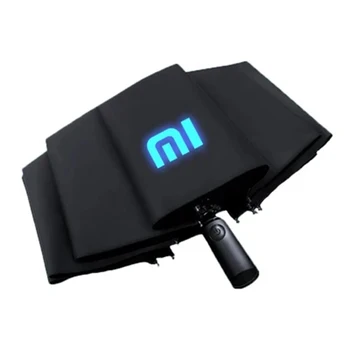 Xiaomi Plegado Automático Paraguas Con el logo reflector Luz de marcha atrás Paraguas de 10 Costillas a prueba de viento Anti-UV Evitar el rebote Paraguas