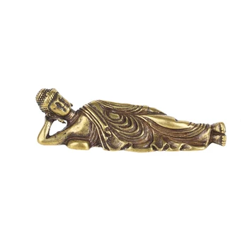 Mini Retro De Oro Acostado De Amitabha Buda Estatua De Buda Escultura Figuritas De Cobre, Latón Puro De La Decoración Del Hogar De Buda