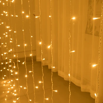 3x3M 3x2M LED Carámbano de la Cortina de la Cadena de Luces ,Enchufe Luces de Hadas Con 8 Modos de Iluminación para Fiesta de Navidad Decortion