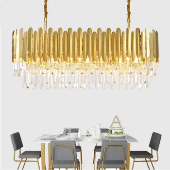 Arañas de Luces Led de la Lámpara Colgante Nórdico moderno de cristal de lujo de acero inoxidable cristal de la sala de estar restaurante club decoración