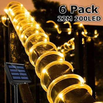 1-6 Pack 22M 200LED Accionado Solar de la Cuerda del Tubo de Hadas Cadena de Luz Ourdoor Jardín Solar de la Luz de la Fiesta de Navidad Jardín Patio de Decoración