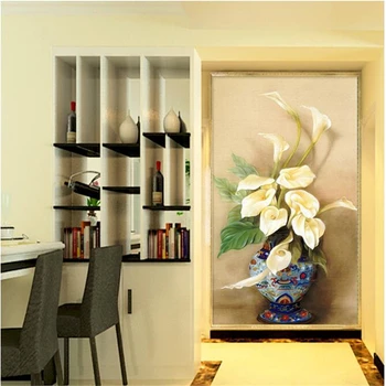 wellyu Personalizar fondo de pantalla en 3d de Gran Mural Fotográfico de Herradura Lotus Jarrón de Flores hechas a Mano en 3D fondo de pantalla de Pintura papel de parede обои
