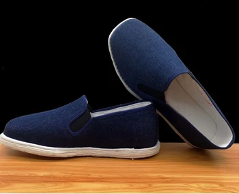 azul de alta calidad hechos a mano de tela de algodón de GRAN TAMAÑO kung fu tai chi taiji zapatos de wushu de artes marciales qigong zapatillas de deporte EU38~EU48