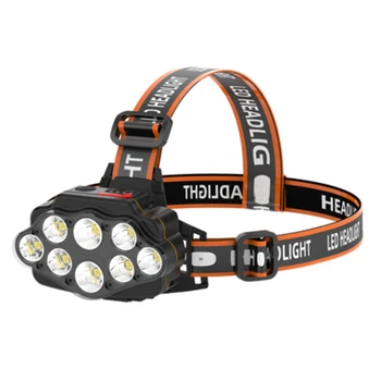 8 LED indicador de Batería linterna de Camping al aire libre de Pesca del Faro Impermeable de la Cabeza de la Antorcha de la Linterna USB Reachargeable la Cabeza de la Linterna