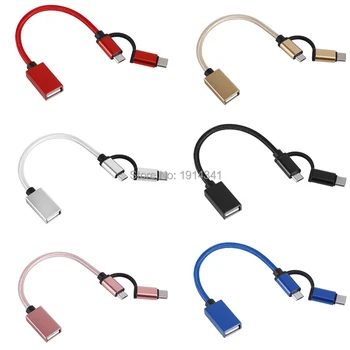 100pcs nuevo 2 en 1 USB 3.0 OTG Cable Adaptador para Samsung Micro USB Tipo C los Datos de Sincronización Adaptador de Huawei para el MacBook de Tipo C, OTG
