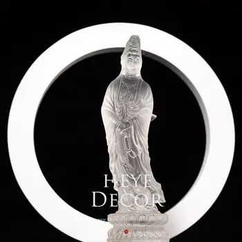Transparente Bodhisattva Guanyin De Resina Imitación De Esmalte Estatua De Buda De Consagrar Adornos Portátil De La Decoración Del Hogar De La Suerte Feng Shui