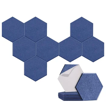 Pack de 8 Auto-Adhesivo Hexagonal Panel Acústico,Absorción de Sonido en el Panel de Estudios/Estudios de Grabación/Oficinas,Azul Oscuro