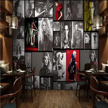 beibehang un fondo de pantalla Personalizado Europeos y Americanos estrellas retro cartel aire libre tienda de ropa de la barra de café, tienda de papel pintado