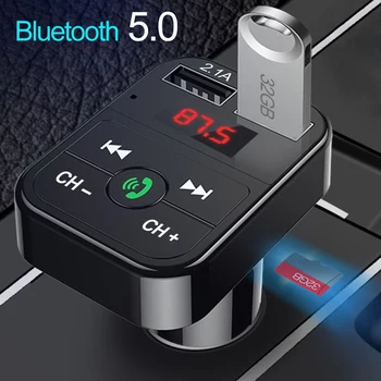 Bluetooth del coche 5.0 Transmisor FM Inalámbrico con manos libres el Receptor de Audio de Auto MP3 Player 2.1 a Dual USB Cargador Rápido de los Accesorios del Coche