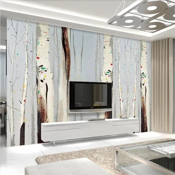 Fondo de pantalla personalizado en 3d mural papier peint abstracto pintura al óleo bosque de abedul blanco de TV fondo pared de la sala de estar dormitorio fondo de pantalla